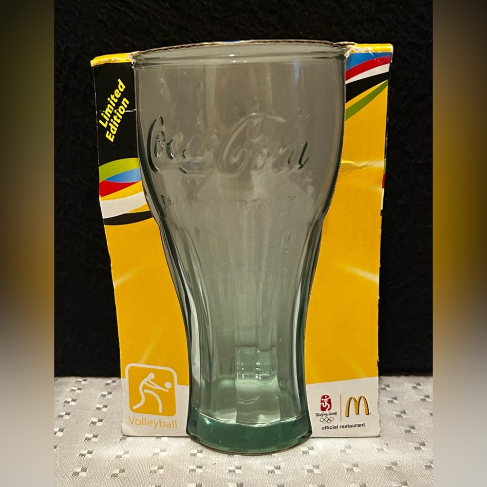 2008 Beijing Olympics McDonalds Coca Cola Coke Glass Green Volleyball